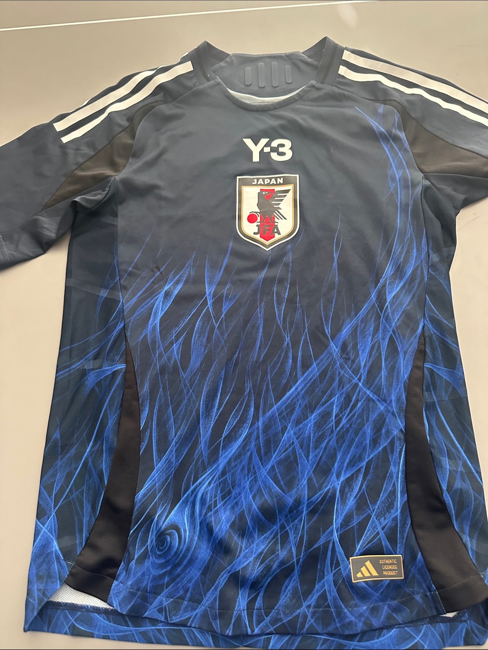 Y-3 Kids Navy Top with Electric Blue Graphic